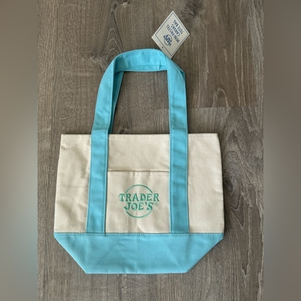 Trader Joe’s Mini Pastel Blue and Green Canvas Tote Bag